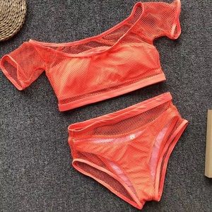 Orange Mesh Swimsuit